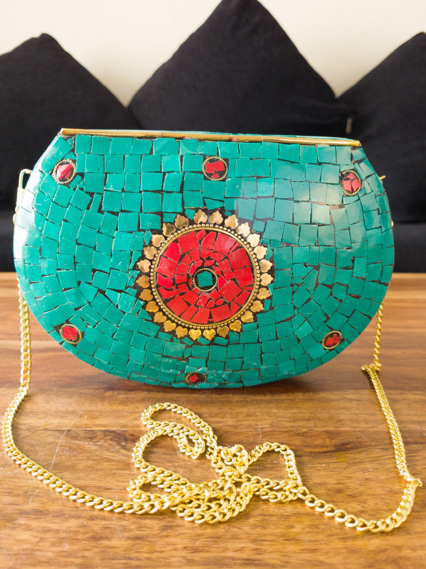 Handcrafted Mosaic Stone Clutch Purse