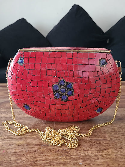 Handcrafted Mosaic Stone Clutch Purse