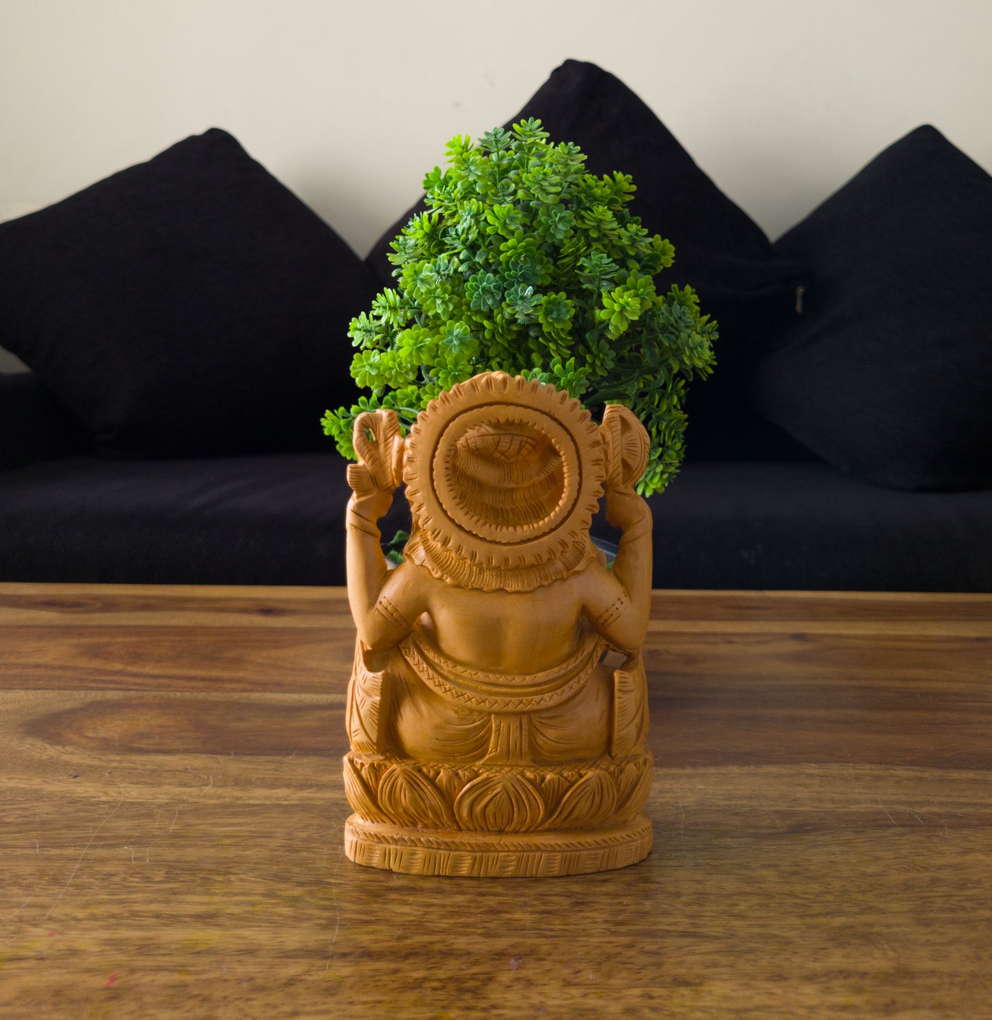 Hand-Carved Wooden Lord Ganesha Statue