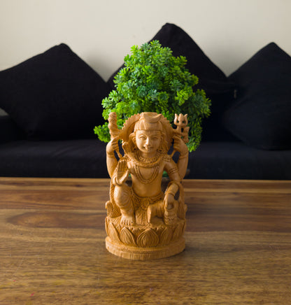 Hand-Carved Wooden Lord Shiva Statue