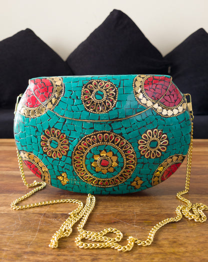 Handcrafted Mosaic Stone Clutch Purse