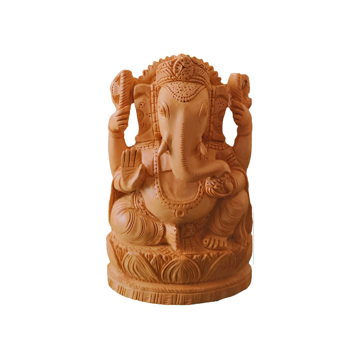 Hand-Carved Wooden Lord Ganesha Statue