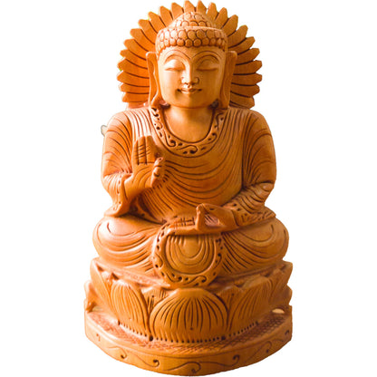 Hand-Carved Wooden Buddha Statue