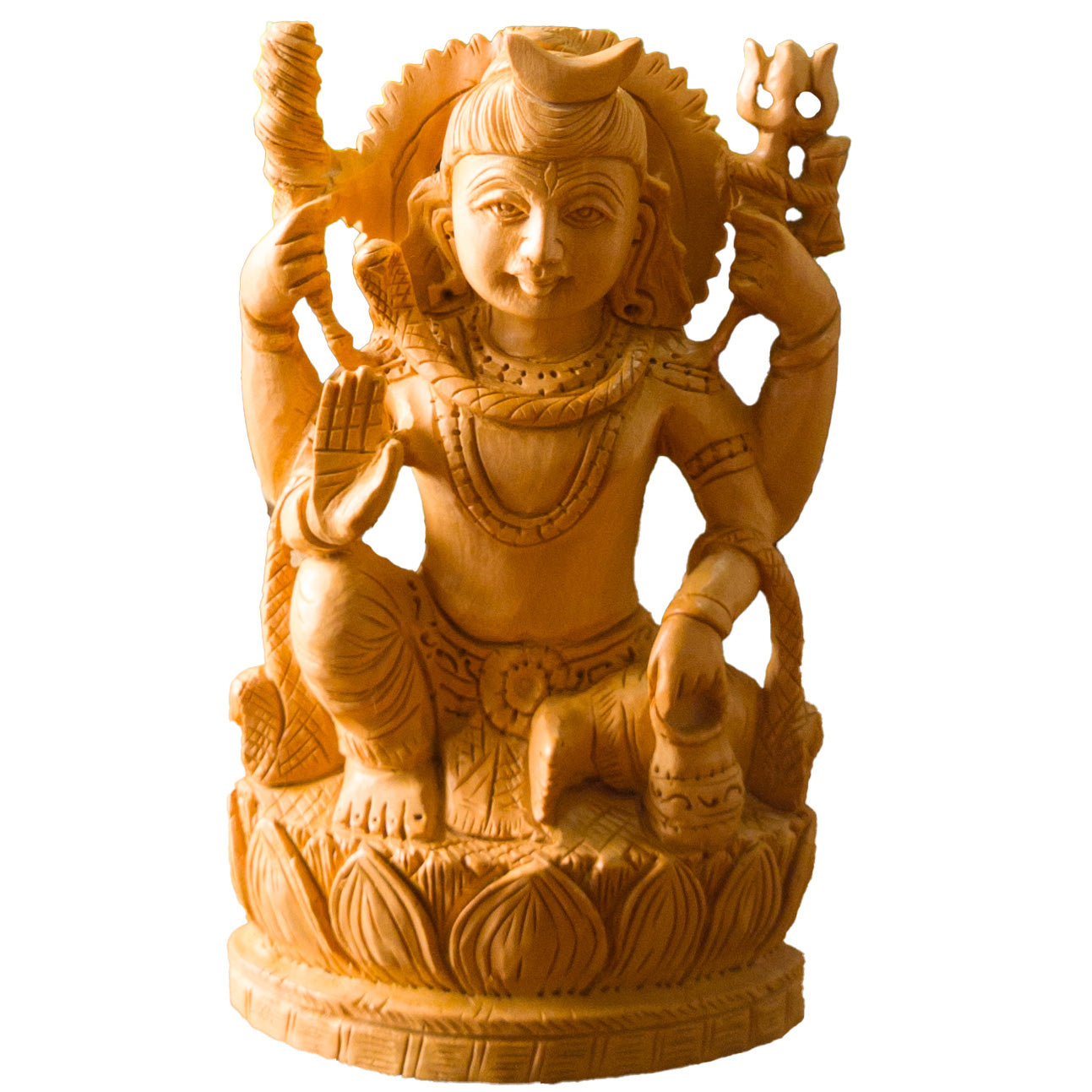 Hand-Carved Wooden Lord Shiva Statue