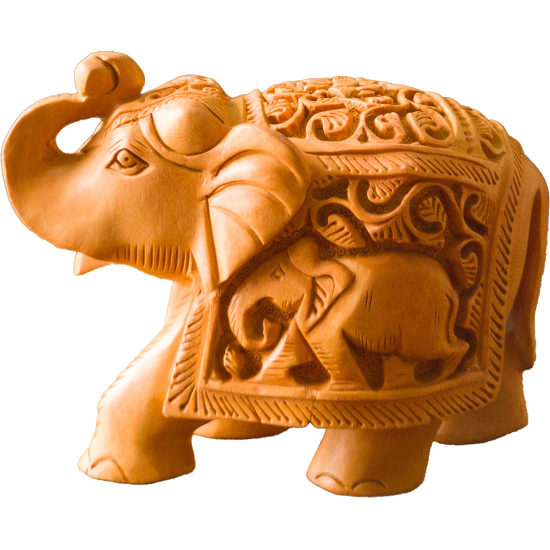 Hand-Carved Solid Wooden Elephant