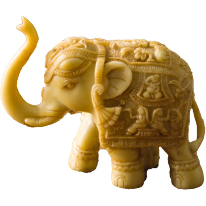 Handcrafted Marble Dust and Resin Ornate Elephant Figurine