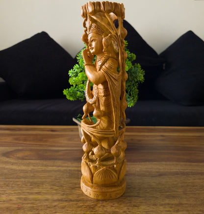 Hand-Carved Wooden Lord Krishna Statue