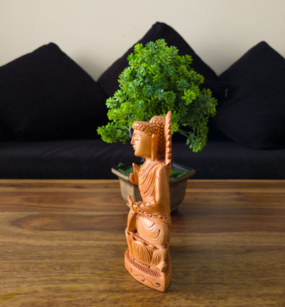 Hand-Carved Wooden Buddha Statue