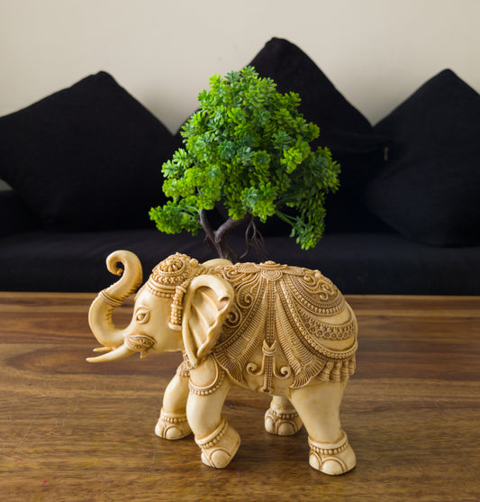 Handcrafted Marble Dust and Resin Elephant Figurine