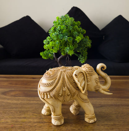 Handcrafted Marble Dust and Resin Elephant Figurine