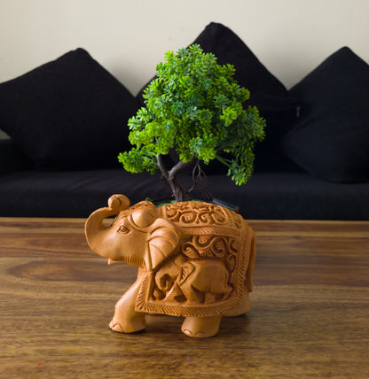 Hand-Carved Solid Wooden Elephant