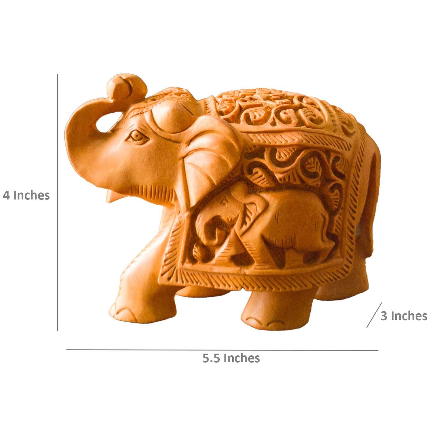 Hand-Carved Solid Wooden Elephant