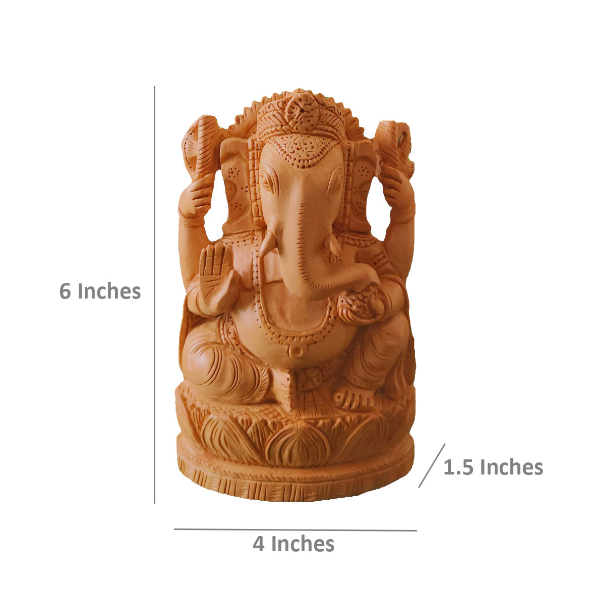 Hand-Carved Wooden Lord Ganesha Statue