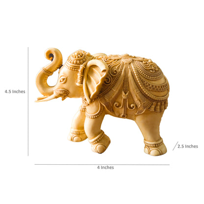 Handcrafted Marble Dust and Resin Elephant Figurine