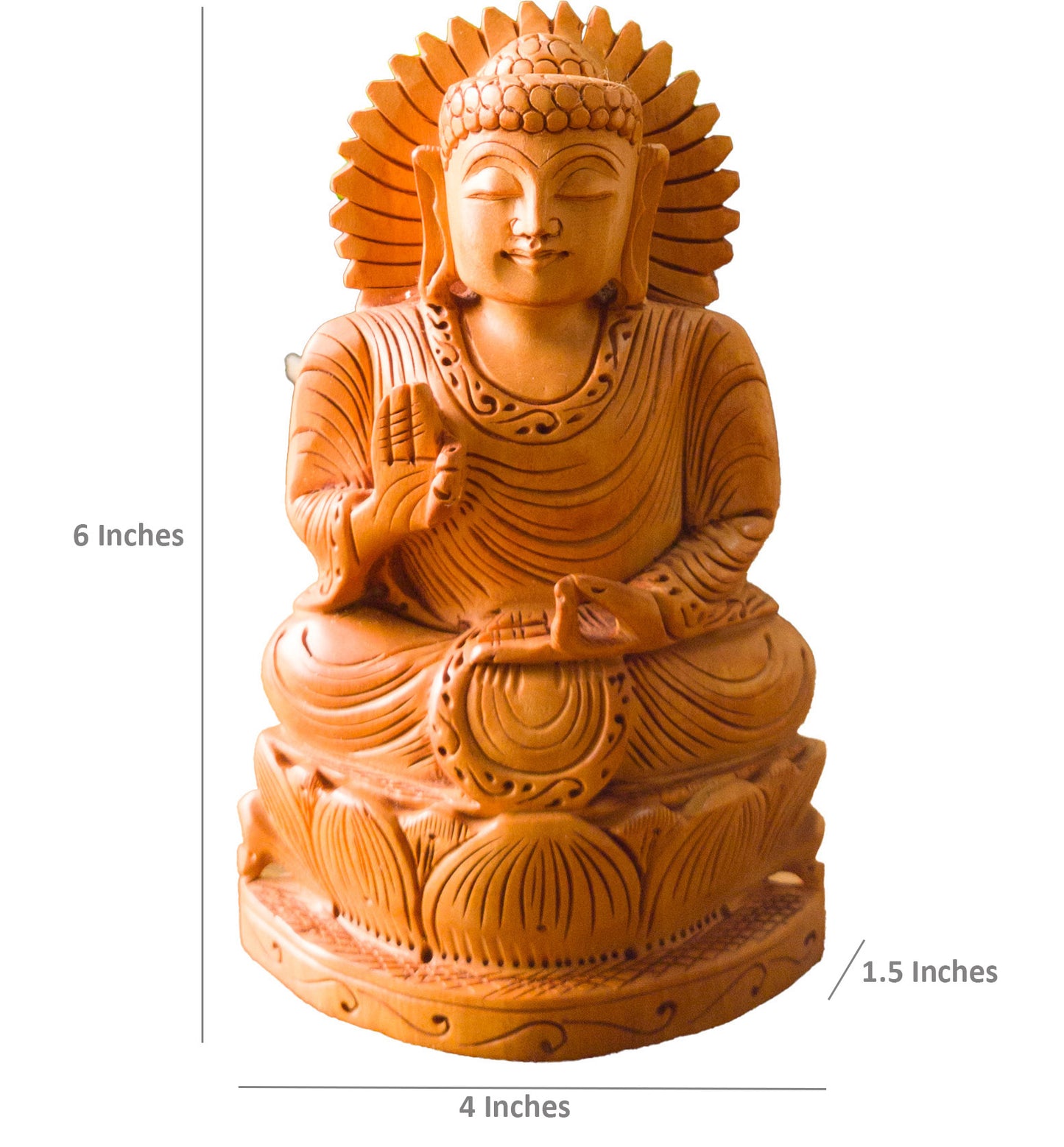 Hand-Carved Wooden Buddha Statue