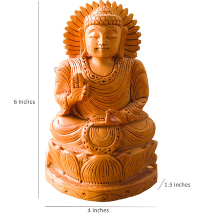 Hand-Carved Wooden Buddha Statue