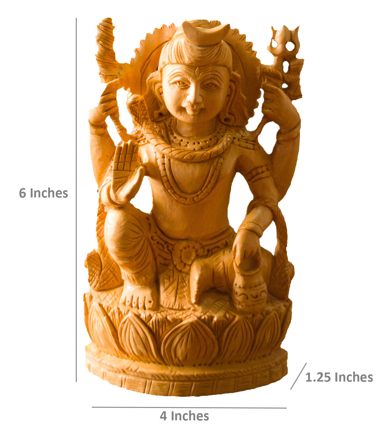 Hand-Carved Wooden Lord Shiva Statue