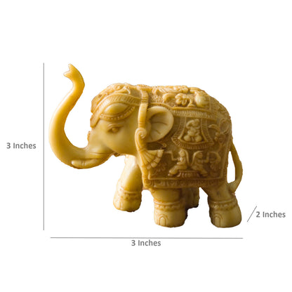 Handcrafted Marble Dust and Resin Ornate Elephant Figurine