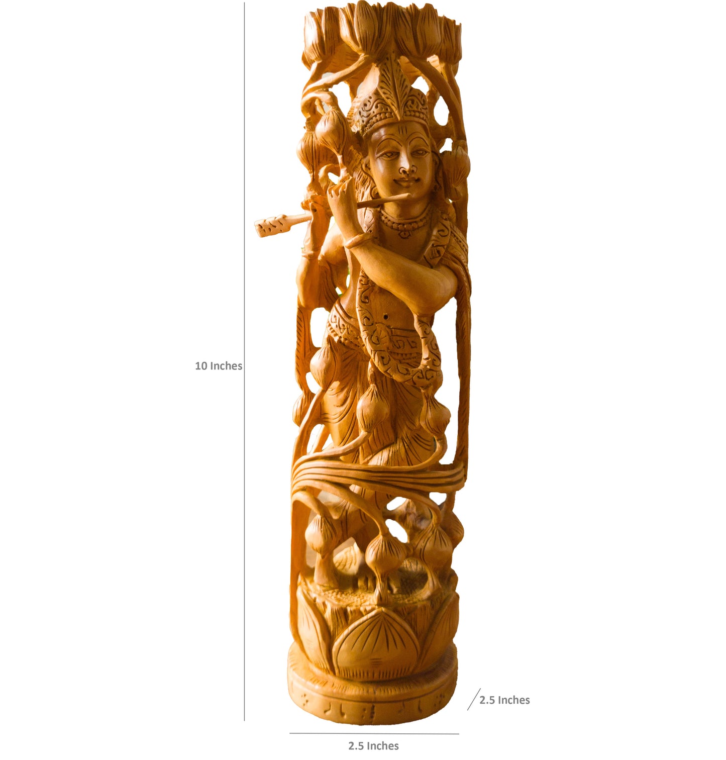 Hand-Carved Wooden Lord Krishna Statue