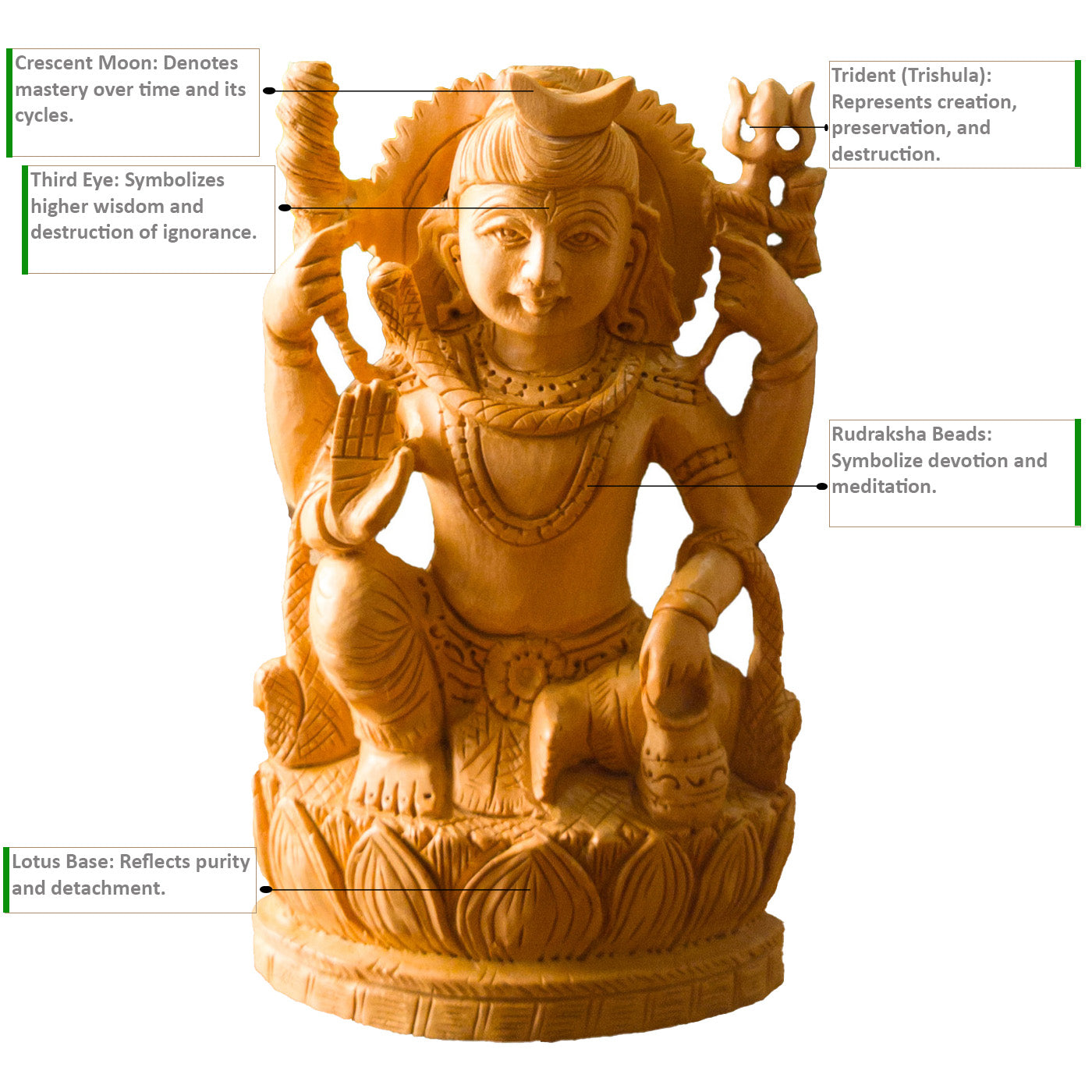 Hand-Carved Wooden Lord Shiva Statue