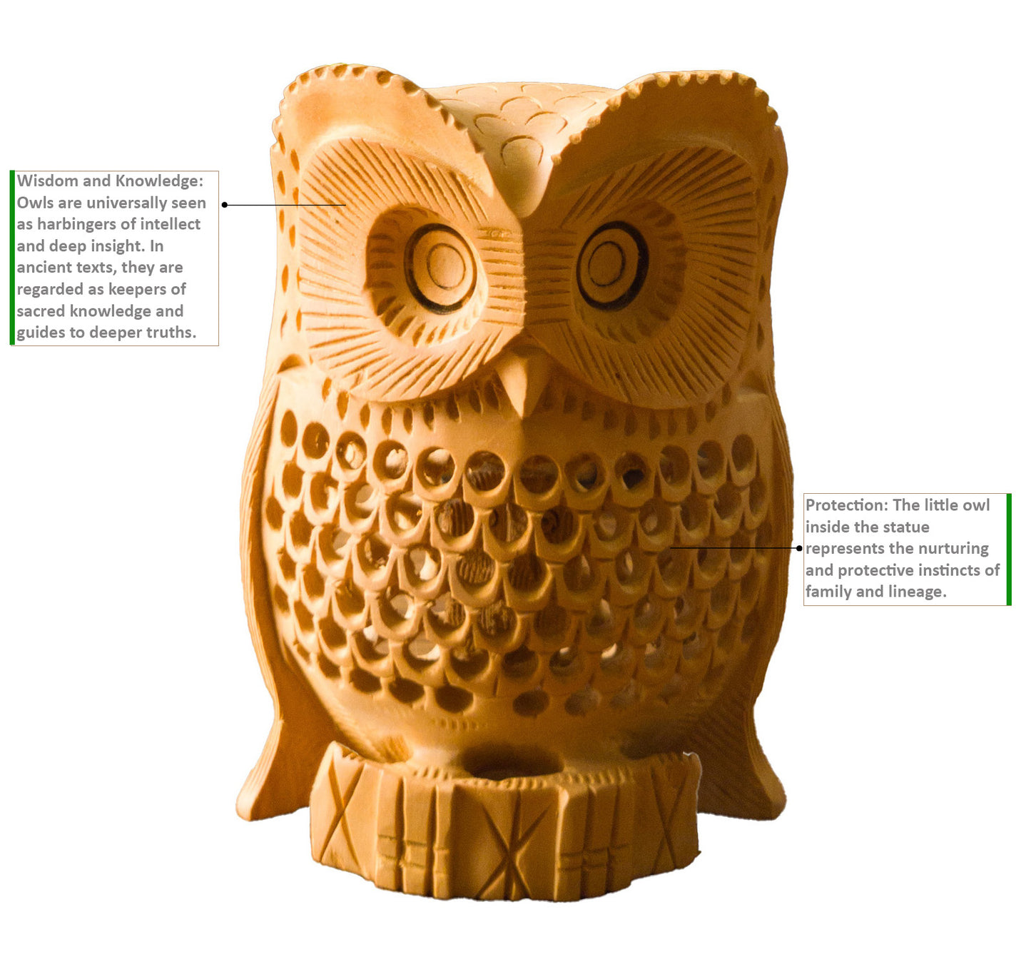 Hand-Carved Wooden Owl with Jali Work